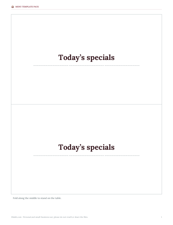 Preview of Printable Table Tent Template